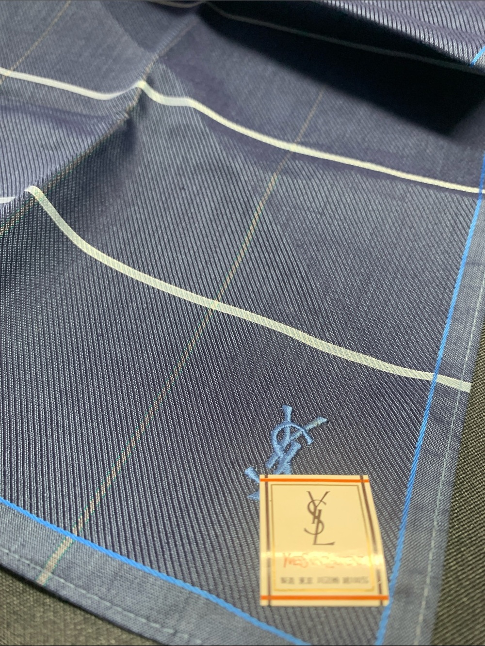 Yves Saint Laurent Navy Stripe Handkerchief